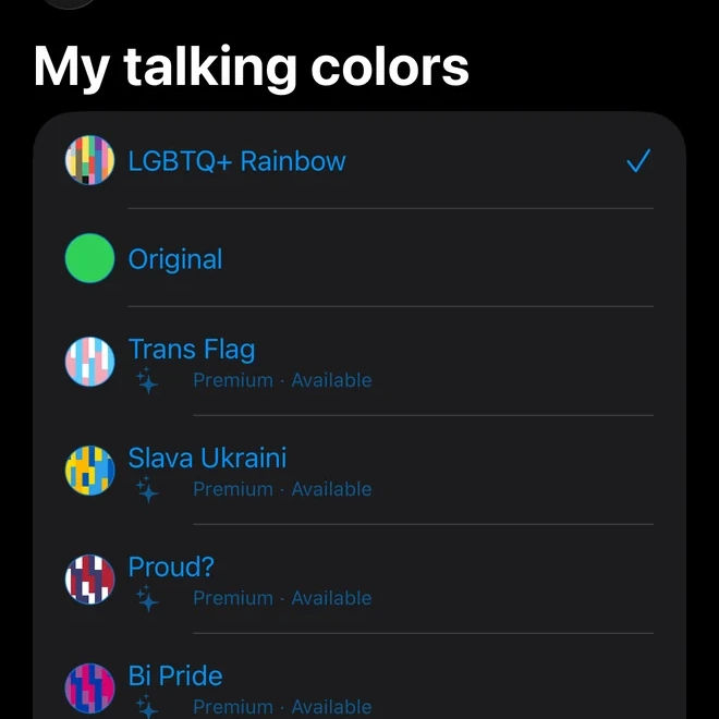 Detail of the native color picker showing free colors and Premium flags.