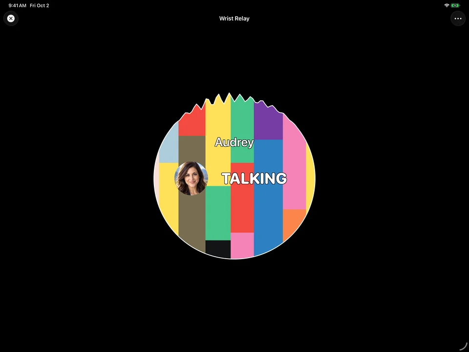 Audrey talking in the native iPad app.